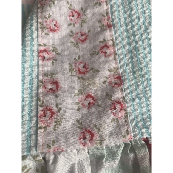 Girls Handmade Twirl Knit Dress Multi Fabric Size 8 Dress Tie Back Cap Sleeves - Picture 8 of 9